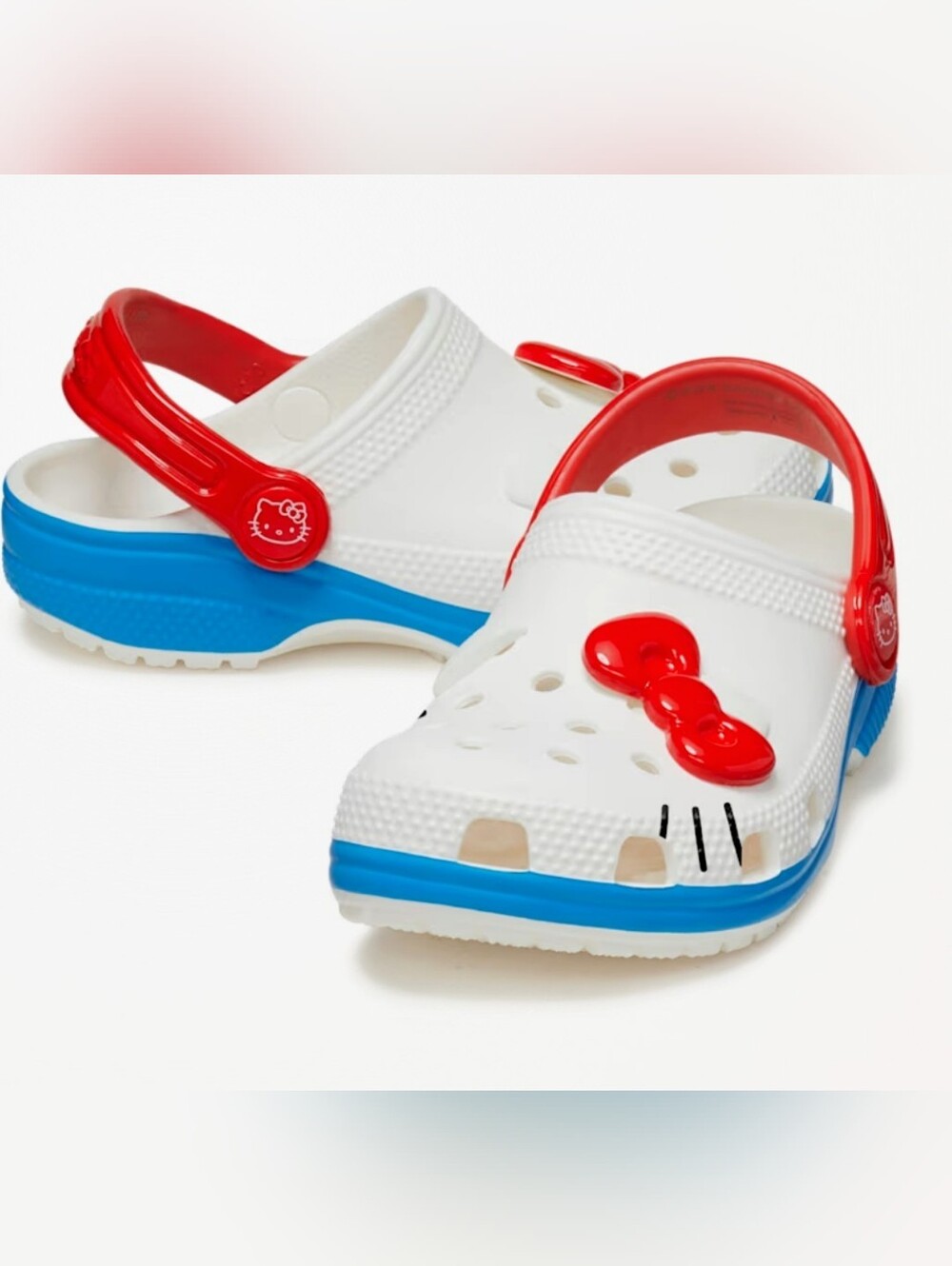 Hello Kitty Crocs Slides Sandals - Red White and Blue NWT M10 W12